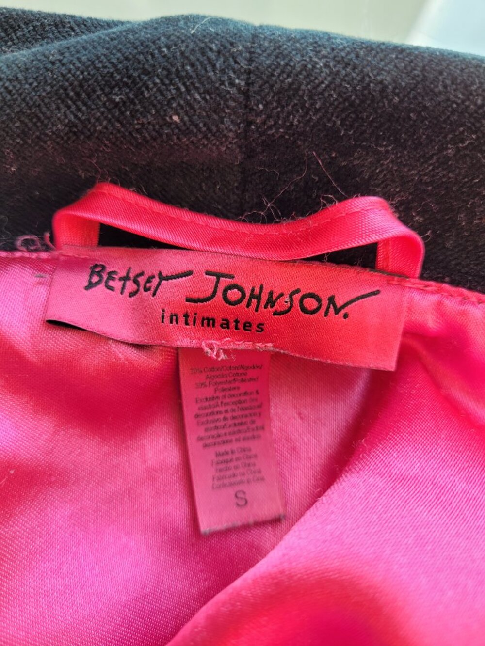 Betsey Johnson Coquette Girl Pink Satin and Velour Robe Size S - Picture 5 of 8